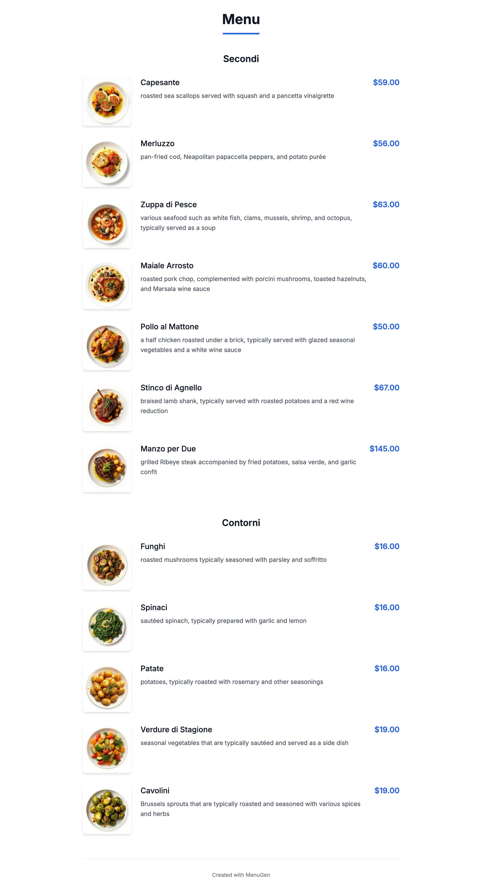 AI-enhanced digital menu with generated food images